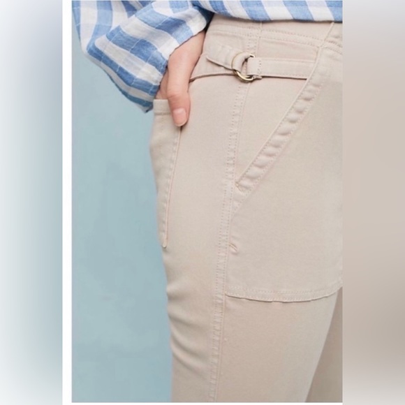 Anthropologie Cropped Utility Pants Khaki Buckle - Picture 3 of 5